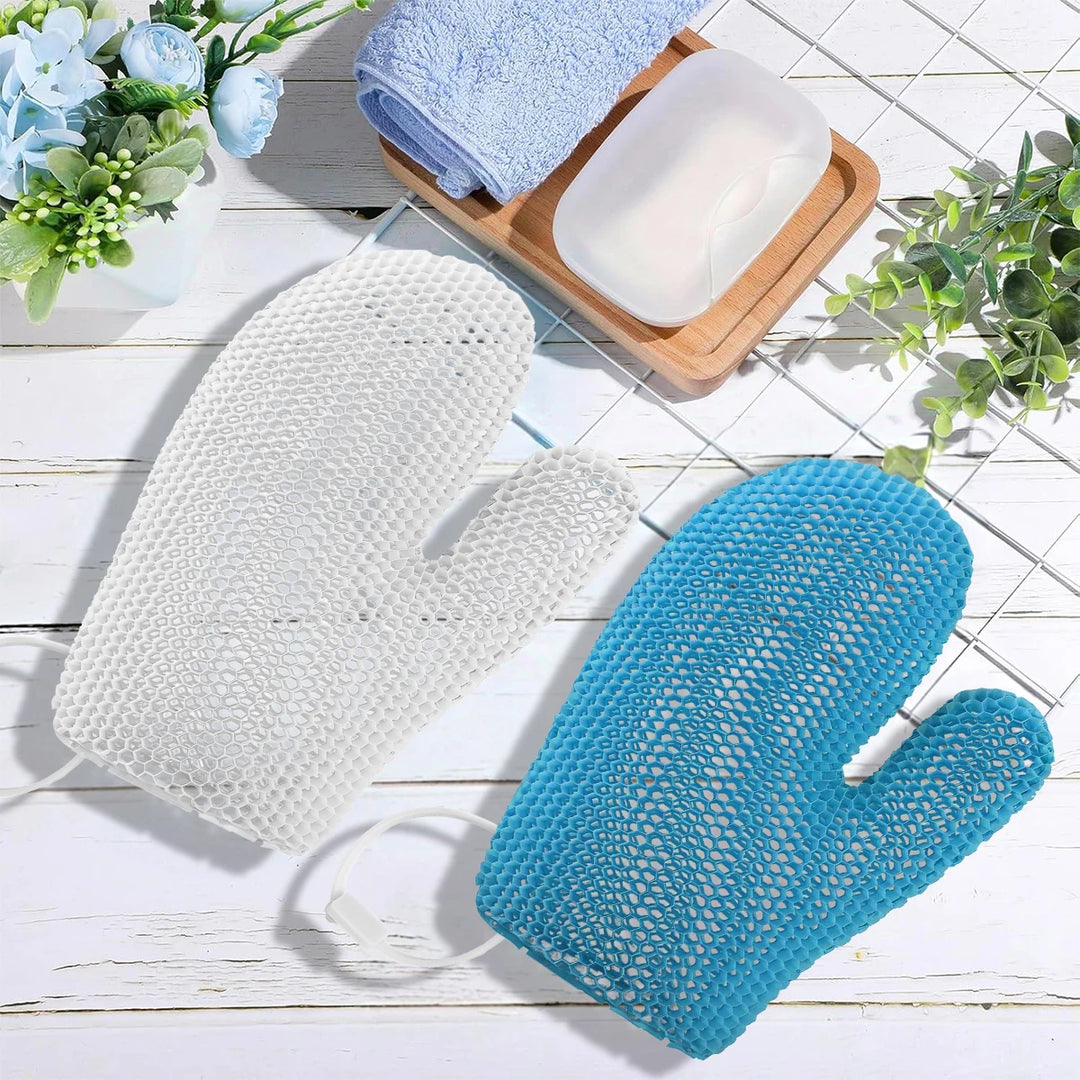 Set of 2 TPU Honeycomb Shower Gloves Skin-friendly, odourless, foamy and tear-resistant The first choice for family bathrooms.