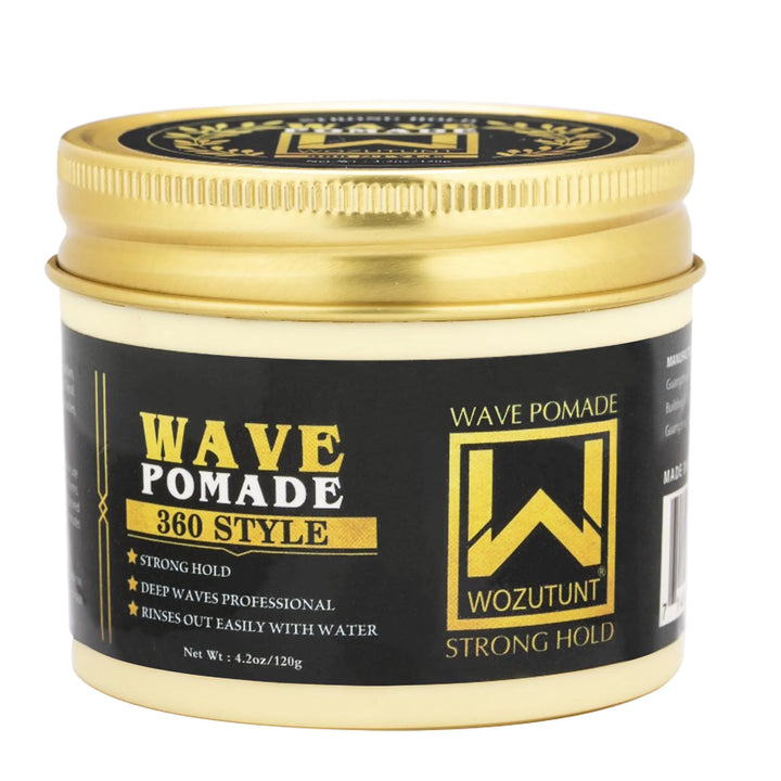 Shea Butter Wave Control Pomade Kit 360 Style Strong Hold Long Lasting Curly Hair Cream With Brush Silk Rag Cap Tool Accessony