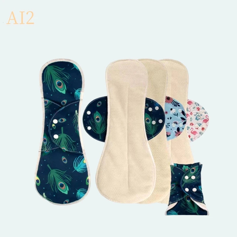 2Pcs Washable Menstrual Pad Panty Liner Reusable Cloth Sanitary pad Hygienic and Soft Cotton Mesh Menstrual Accessories