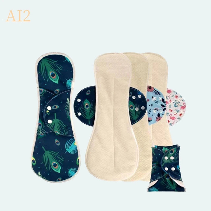 2Pcs Washable Menstrual Pad Panty Liner Reusable Cloth Sanitary pad Hygienic and Soft Cotton Mesh Menstrual Accessories
