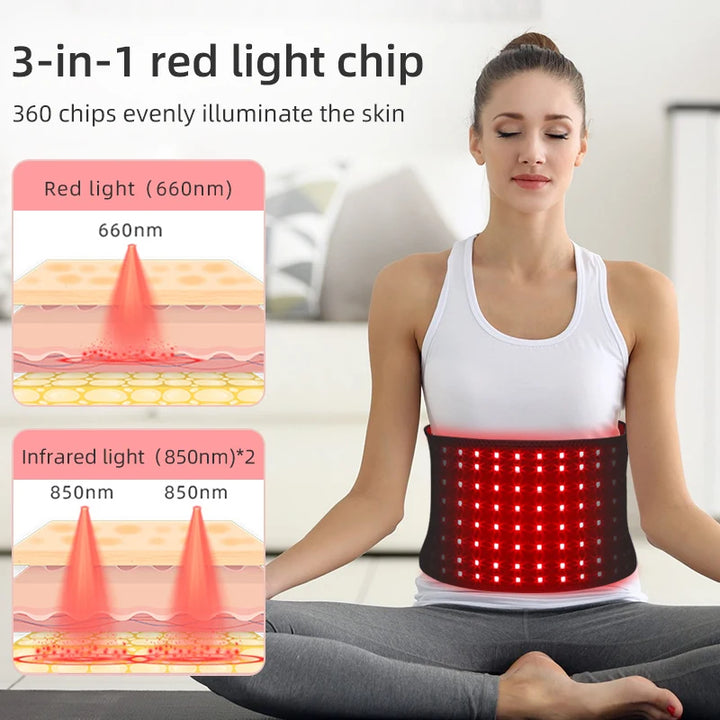 660nm 850nm LED Red Infrared Light Therapy Belt for Face and Body Back Knee Hands Feet Relief Portable Light Therapy Belt Pad