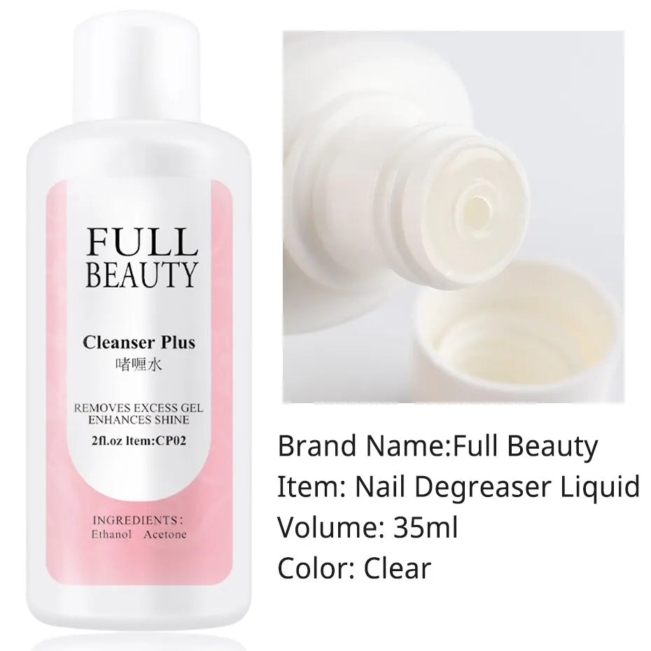 35ml Nail Liquid Slip Solution for Poly Nail Extension Gel Quick UV Builder Acrylic Gel Polish Degreaser Cleanser