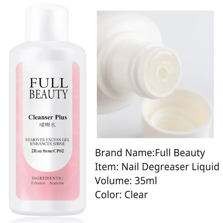 35ml Nail Liquid Slip Solution for Poly Nail Extension Gel Quick UV Builder Acrylic Gel Polish Degreaser Cleanser