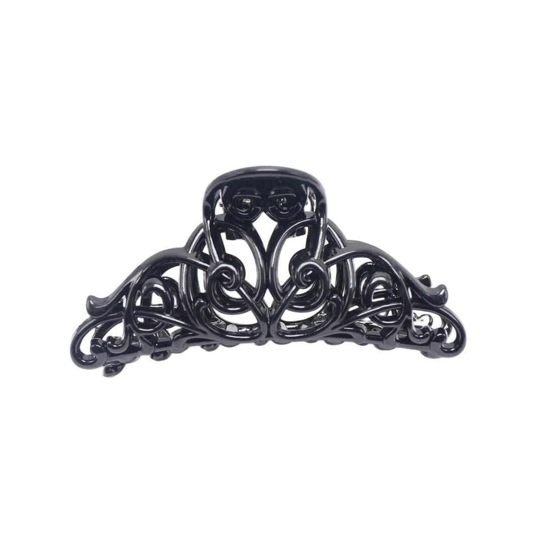 4pcs Black Plastic Hair Claws Assorted Hollow Floral Shark Clip Large Jaw Hairclips for Women Fashion Hair Accessories