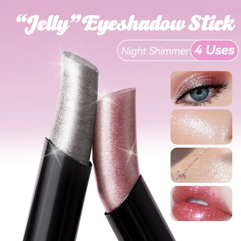 4-piece Water-glow Eyeshadow Stick Set, with Shimmering and Fine Glitter Effect, and Does Not Easily Smudge The Makeup.