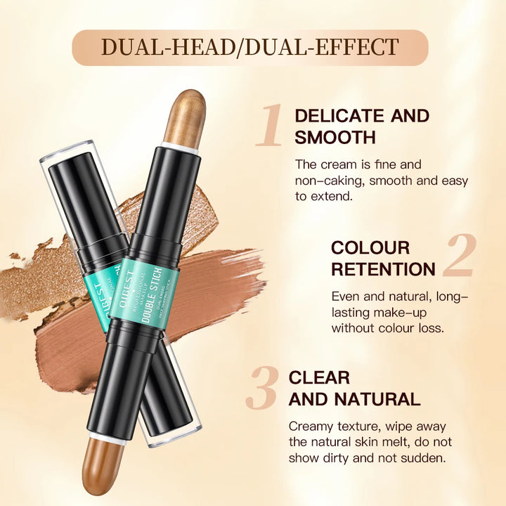QIBEST Highlighting&Bronzer Stick Face Brightening Blusher Rouge Concealer Pen Long Lasting Highlight Contouring Blush Makeup