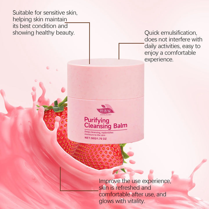 Clean Makeup Remover Cream Strawberry Dissolve Makeup Remove Dirt Blackhead Purify Pore Moisturize Nourish Makeup Remover Cream