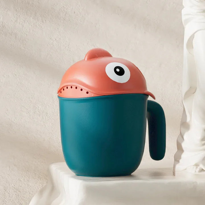 Baby Bath Shower Head Rinse Cup Cartoon Shark Cute Shower Washing Bathroom Accessories Bathing Toys for 0-6 Years Old Baby
