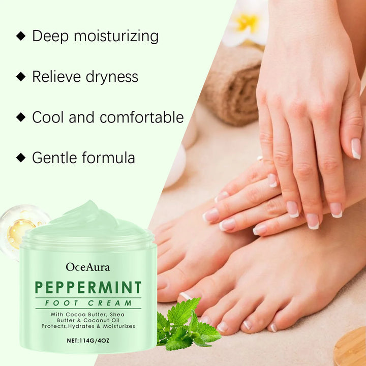 Moisturizing Foot Cream Peppermint Relieving Dryness Anti Crack Repair Exfoliation Removing Dead Skin Softening Smooth Feet Balm