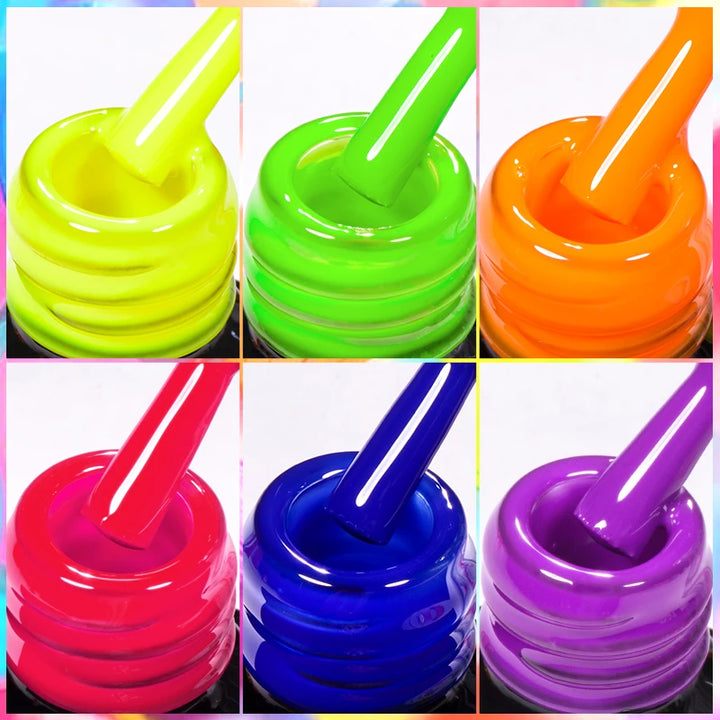 MEET ACROSS 7ml Fluorescent Gel Nail Polish Vernis Summer Neon Semi Permanent UV Gel Varnish Nail Art Manicure For Nails