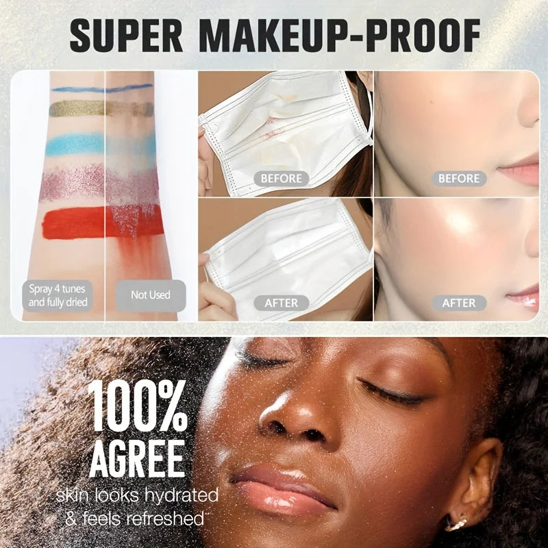 Hydrating Shimmer Setting Spray,Long Lasting Waterproof Oil Control Makeup Spray,Sweat-proof Hydrating Fixation Glow Finish