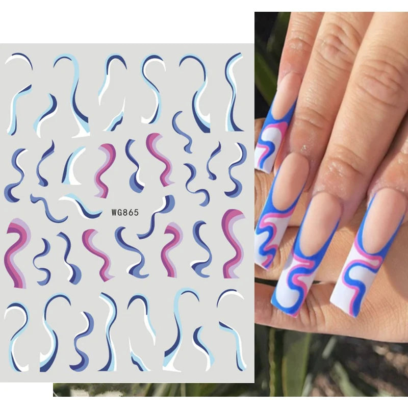 Nail Art Stickers Water Decals Eyes Stripe Nail Art Decorations for Manicure Accessories Press on Nails Foil Stickers and Decals