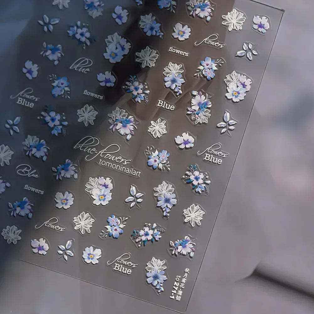 Lace Garden Bowknot Bow Tie Rose Flower Petal Pearl Irregular Border Self Adhesive 5D Nail Art Decoration Sticker Manicure Decal