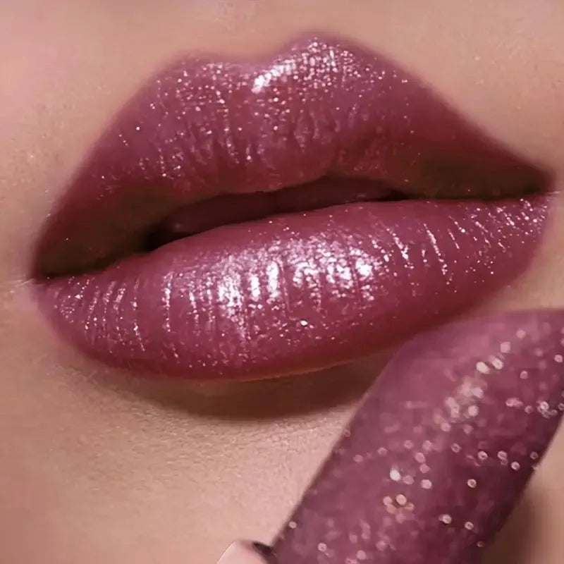 Shimmer Pearlescent Lipstick Long Lasting Waterproof, Moisturizing Plumping Lip Color for Sexy Glamorous Makeup