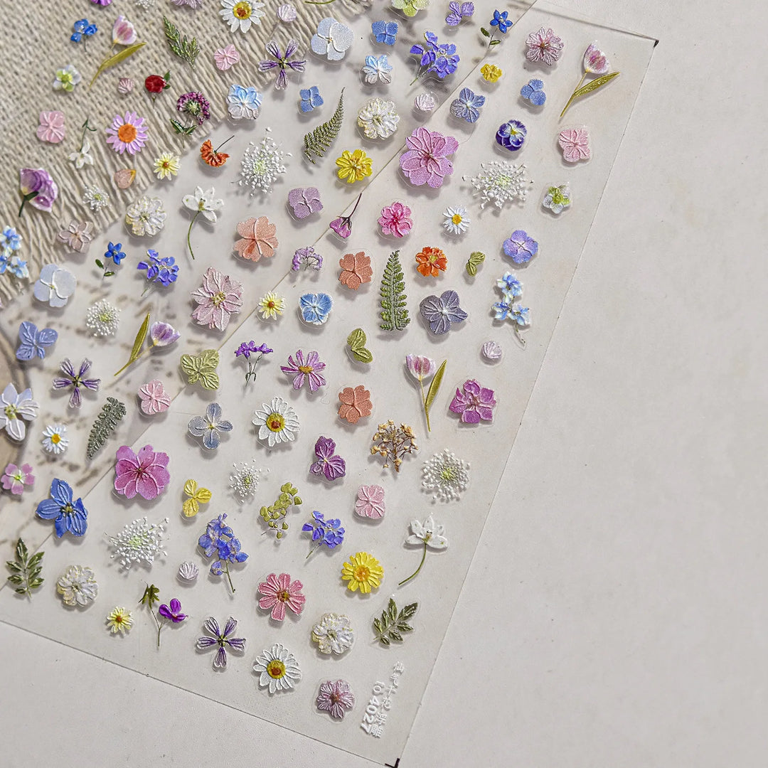 1pcs Dream Flower Window Shell Light Nail Art Stickers Japanese Flower Self Adhesive Stickers Press On Nails Decoration Decals