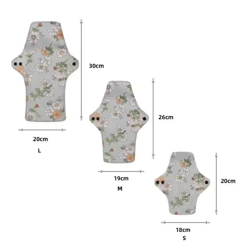 3PCS Washable Cotton Menstrual Pad Reusable Printed Maternal Sanitary Napkin Breathable Soft Care Pad 30cm 26cm 20cm to Choose