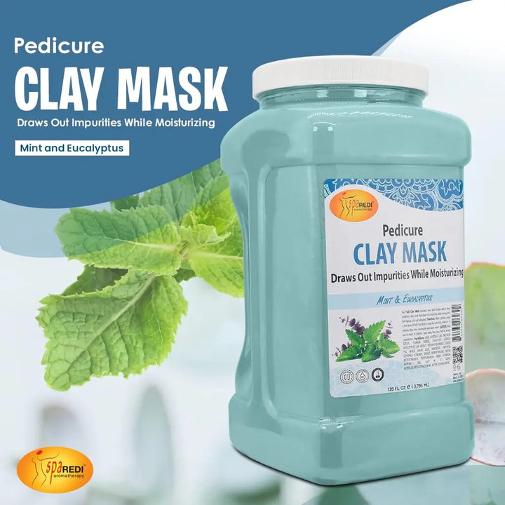Clay Mask with Mint and Eucalyptus, 128 Oz - Deep Cleansing for Feet and Body, Pore Purifying, Detoxifying, Hydrating