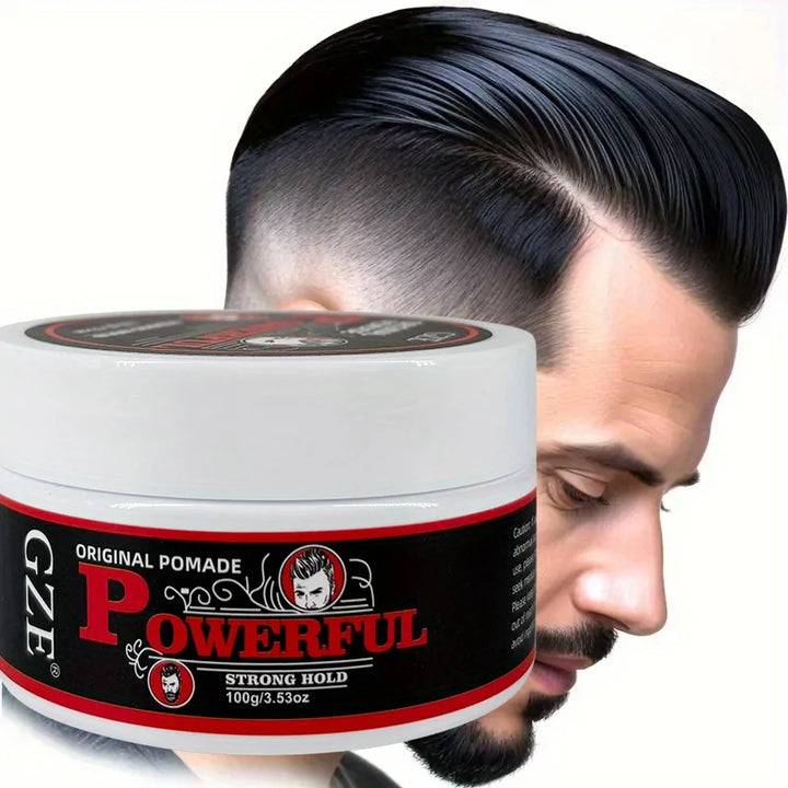 GZE Men's Pomade: Long-Lasting Hold & Shine, Frizz Control, Moisturizing Hair Gel. Natural Look Styling Wax for Dates & Work