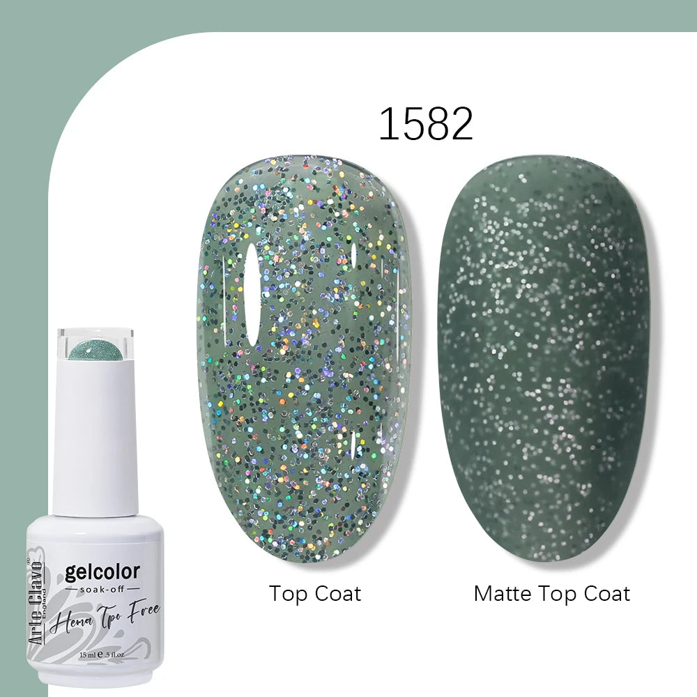 Arte Clavo Solid Color Gel Nail Polish 15ml Soak Off UV LED Gel Semi-Permanent Glitter Polish For Manicure Nail Art Salon Gel