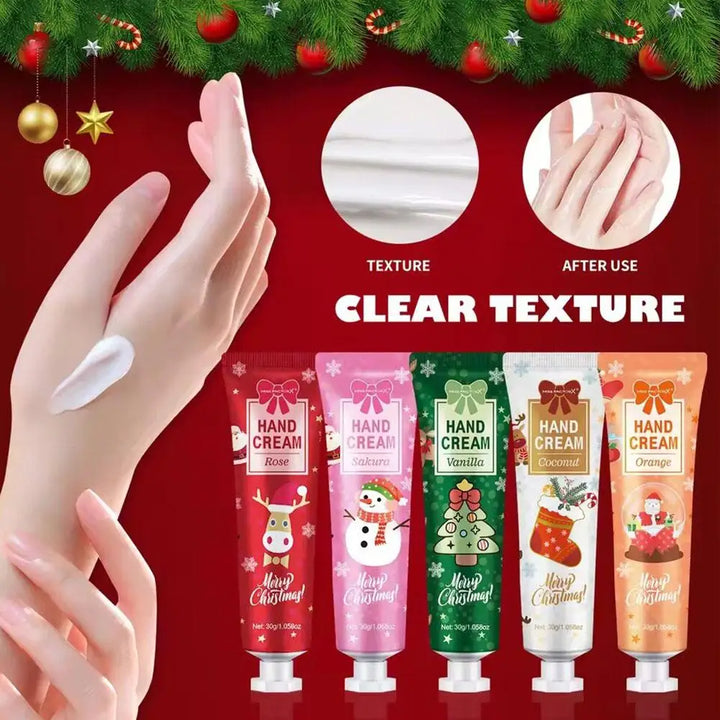 5Pcs/Box Christmas Hands Care Cream Set Deep Moisturizing Women Essential Hand Care Product For Autumn And Winter Gently Nouris