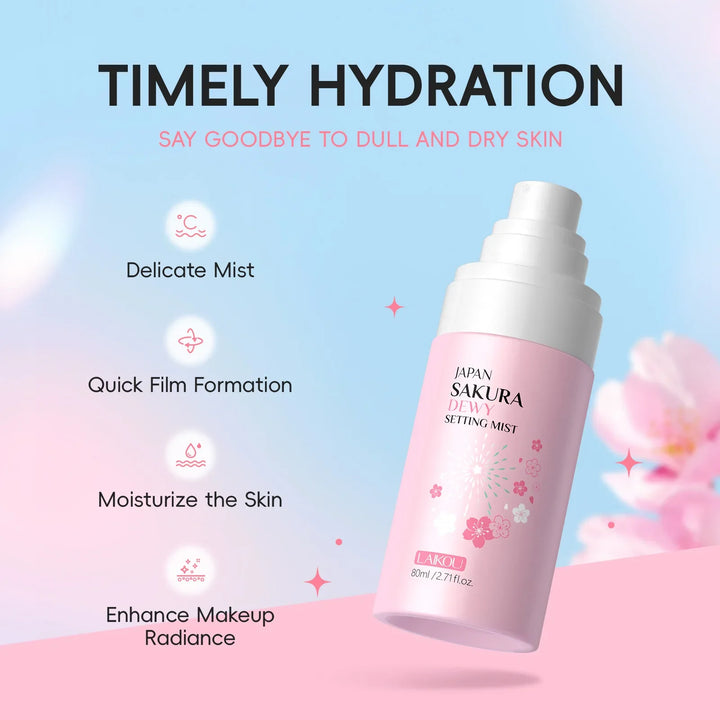 Sakura Makeup Setting Spray Moisturizing Waterproof Oil Control Long Lasting Non Sticky Dewy Quick Fixer Face Mist