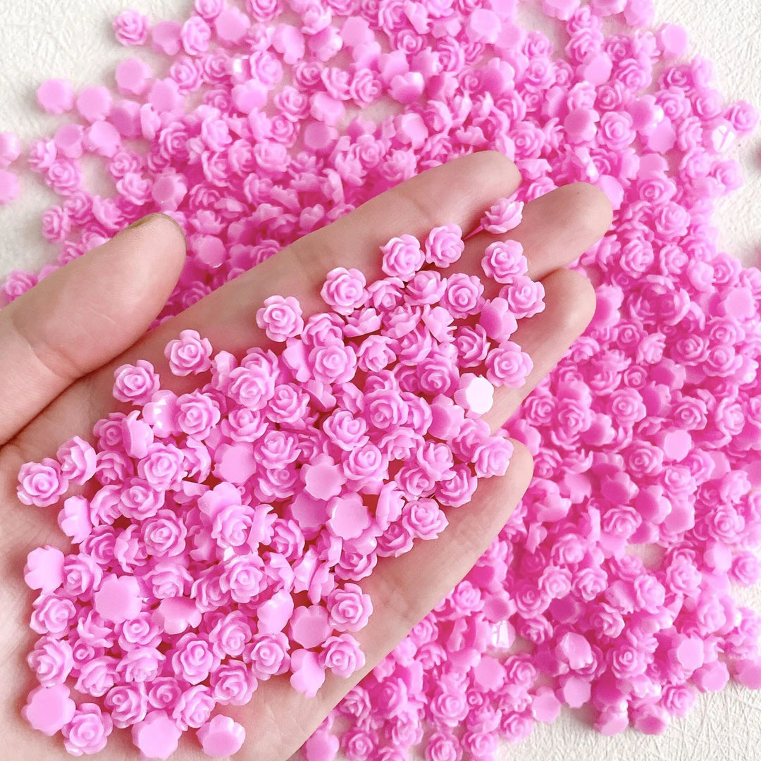 50pcs Cute New Resin Mini 3D White Plated Rose Nail Rhinestones Gems Glitter Nail Art Jewelry Manicure Nail Art Decorations