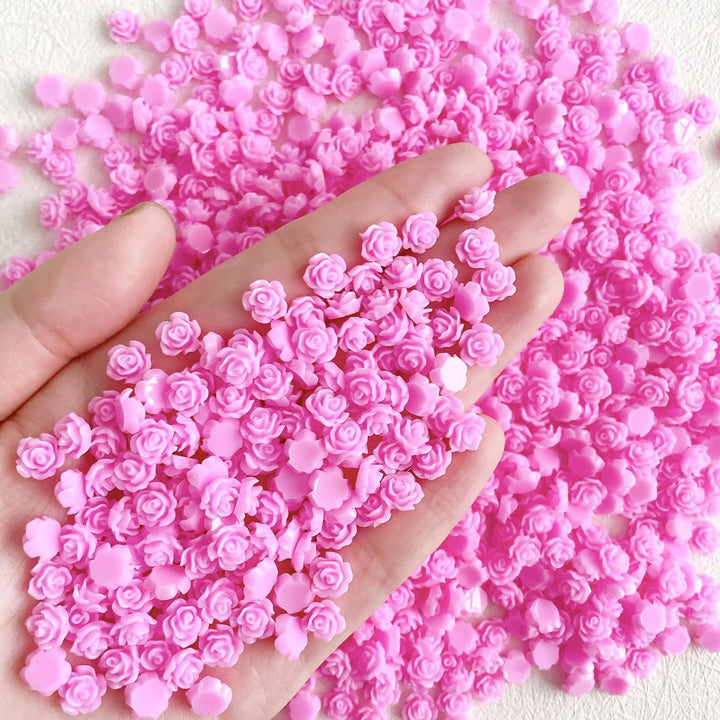 50pcs Cute New Resin Mini 3D White Plated Rose Nail Rhinestones Gems Glitter Nail Art Jewelry Manicure Nail Art Decorations