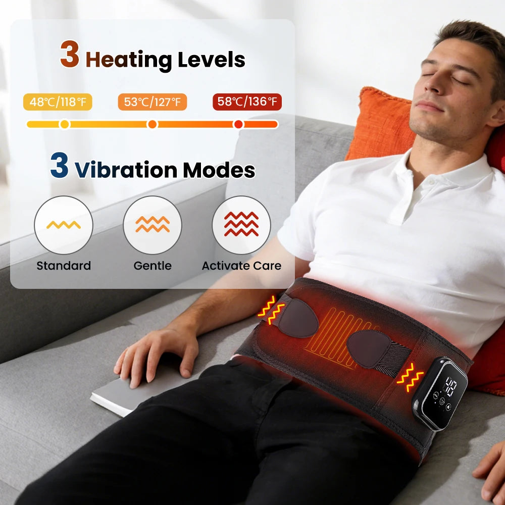 Heated Waist Belt 3 Levels Heated Vibration Massage Lumbar Support Brace Waist Massage Belt Heating Pad for Women Menstrual