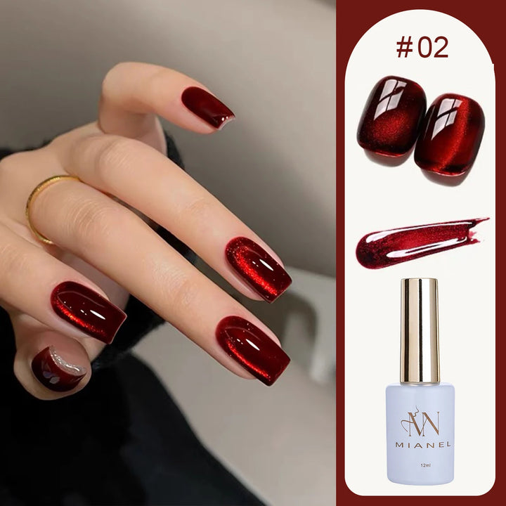 12ML 1-21PCS Autumn Nails Red through half the Sky Cat Eye Nail Glue Halloween New Whitening Glass Bead Cat Eye Nail Polish