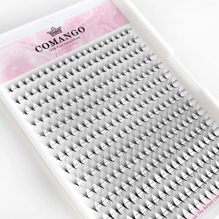 CoMango Premade Volume Fans Sharp Narrow Stem Russian Eyelash Extension Mink Eyelash Extension All Size False Lashes Tray