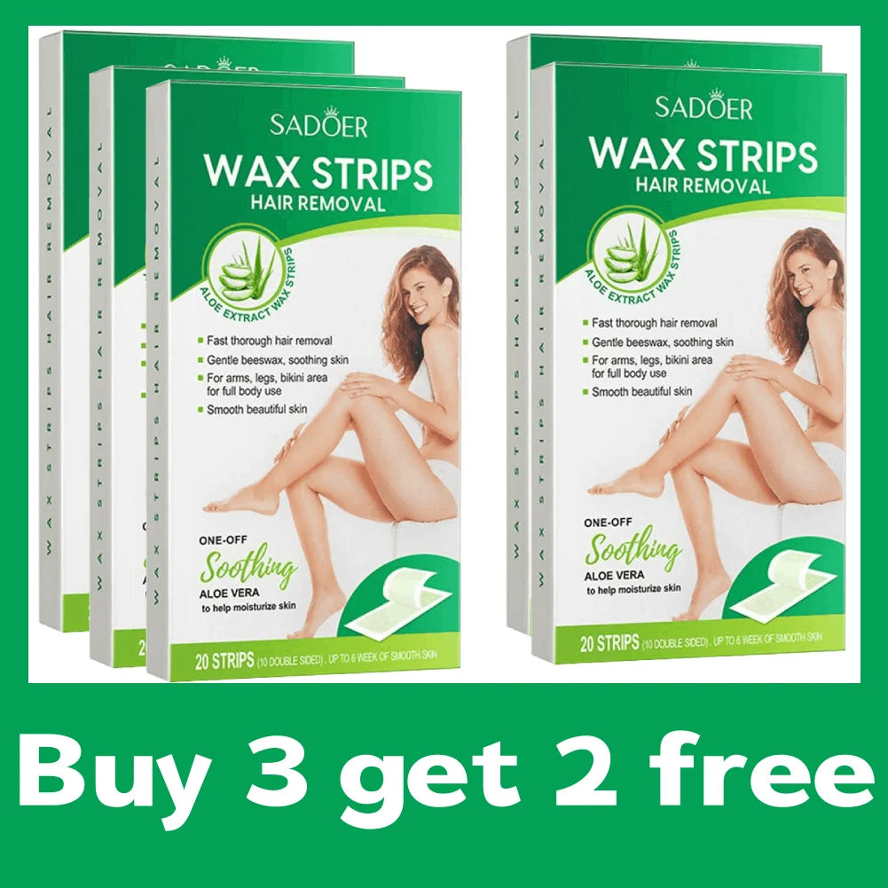 20PCS Hair Removal Wax Strips Roll Underarm Wax Strip Paper Mild Aloe Nourishing Essence for Face Body Leg Arm Hair Removal