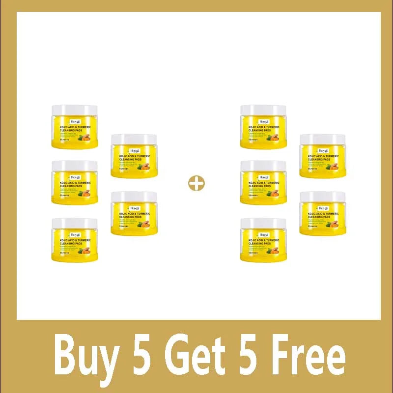 Turmeric Kojic Acid Cleansing Pads Exfoliating Pads Removing Dead Skin Shrink Pores Smooth Brightening Skin Face Cleansing