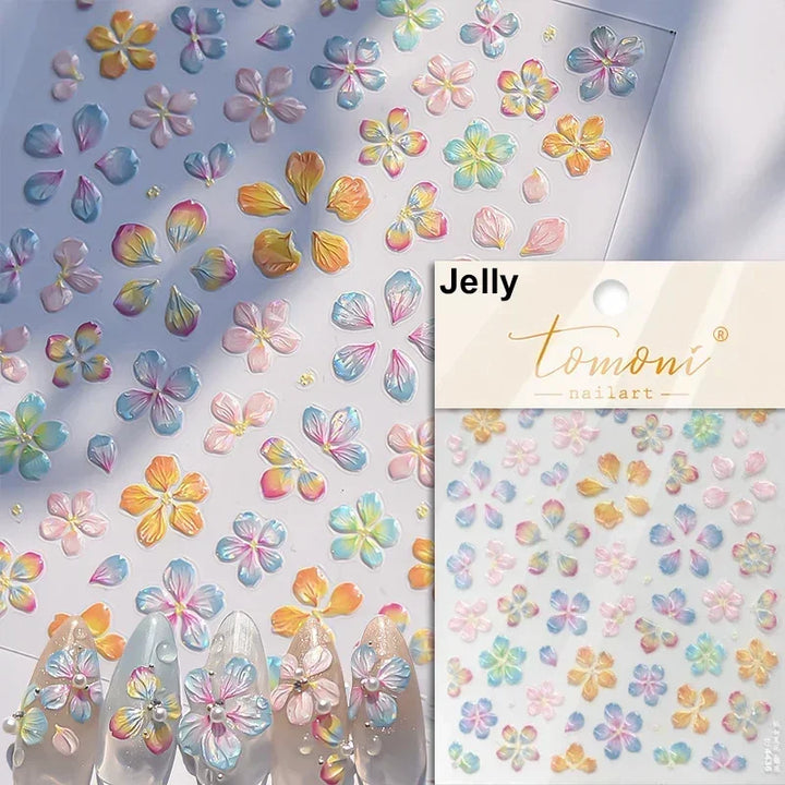 Hipster Pure White Flowers Rose Spring Lily Peony Camellia Daisy Jelly Cherry Blossom Magnolia Nail Art Stickers Manicure Decals