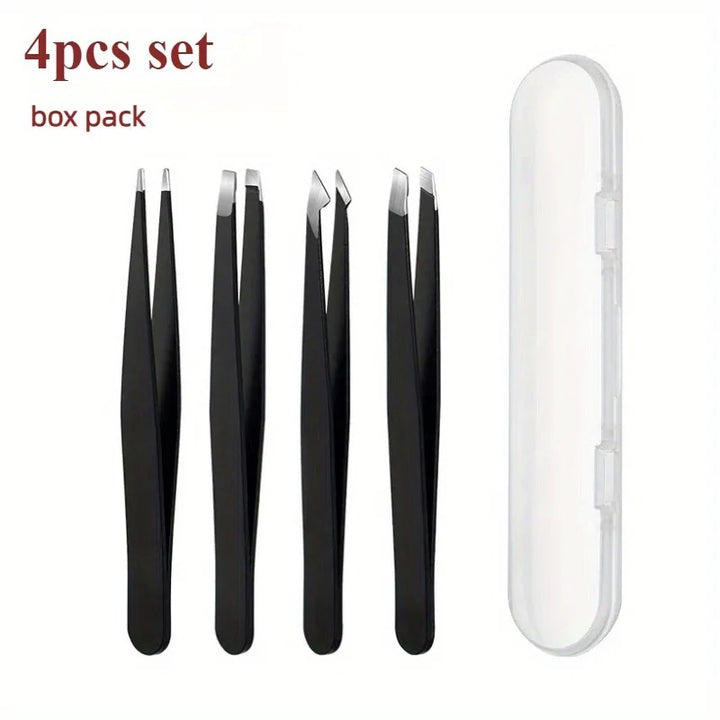 1/4pcs Stainless Steel Eyebrow Tweezers for Eyebrow Shaping, Blackhead Removal,Professional Grooming Tool for Women