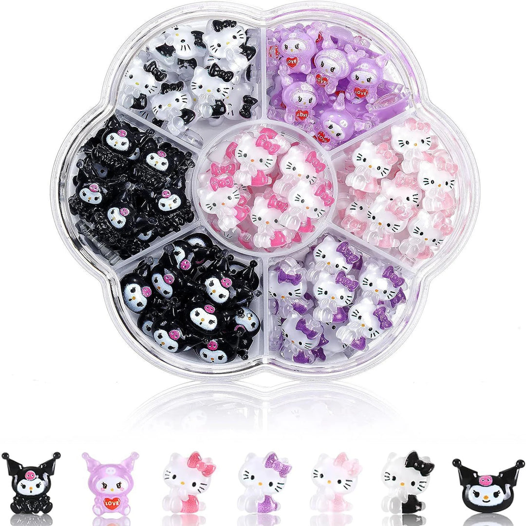 3D Cute Sanrio Family Series Nail Art Jewelry Decor Cartoon Hello Kitty Kuromi Nail Charms Rhinestone Gems Ornament Accessories