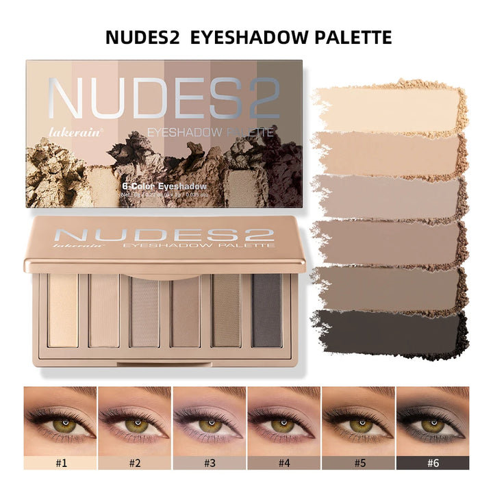 Naked 2 Basics Matte Neutral Eyeshadow Palette and Mirror Shadow Six Colors Contouring Neutral Eyeshadows Long-Lasting  Makeup