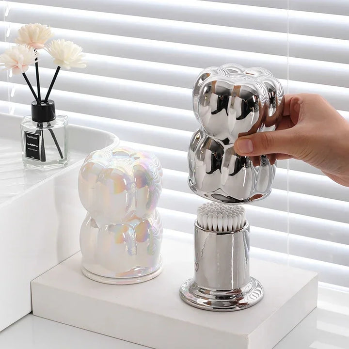 Luxury Bathroom Decor Set Ceramic Mouthwash Cup Lotion Bottle Sub Bottling Shower Gel Shampoo Bottle Bathroom Accessories Set