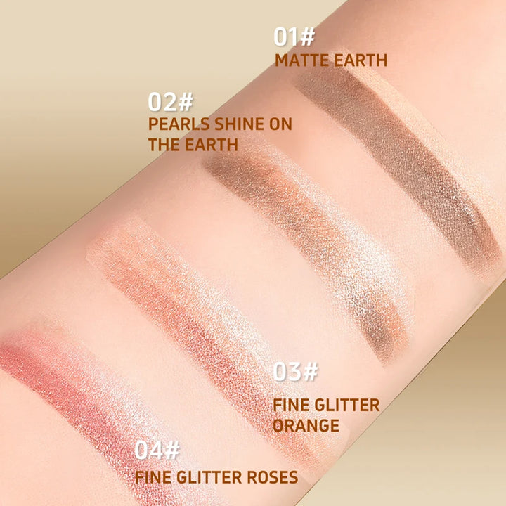 O'CHEAL Three Color Eye Shadow Stick Gradient Delicate Shiny Waterproof Glitter Eye Shadow Waterproof Long-Lasting Eye Cosmetics