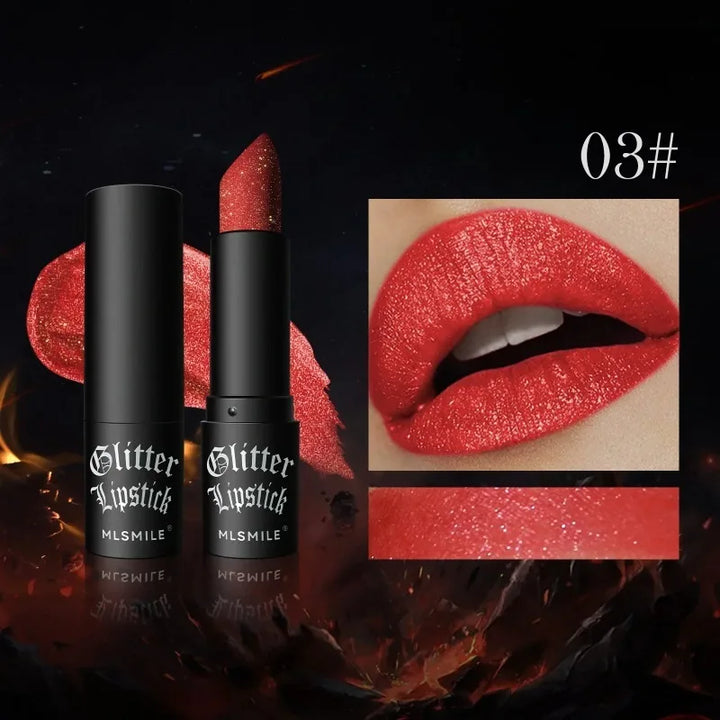 7 Colors Diamond Matte Lipstick Non-stick Cup Flash Lasting Pearlescent Metallic Lipstick Dark Black Lipgloss Women Lips Makeup