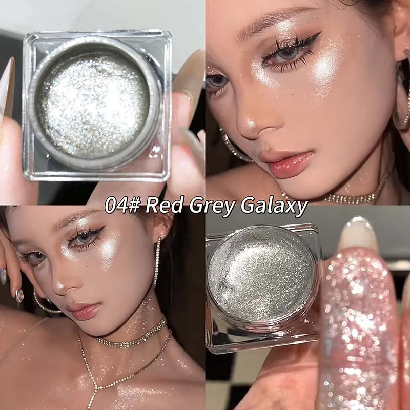 Liquid Gel Eyeshadow Pearl Glitter Body Highlighter Monochrome Diamond Shimmer Silkworm Brighten Highgloss Sequins Quick Drying