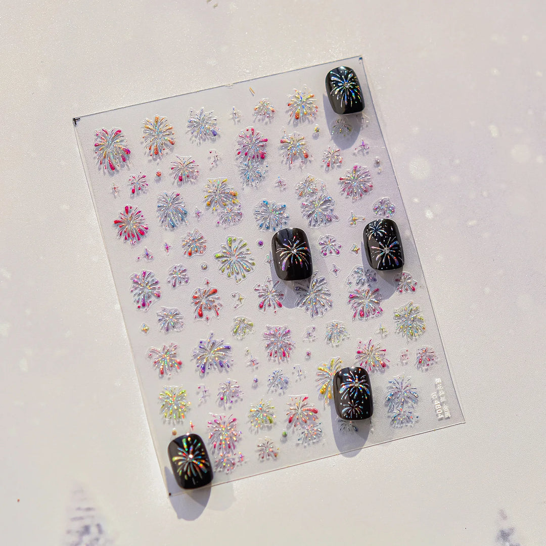 1 piece 5D color crystal star nail stickers high quality love shiny silver hollow smear rainbow flower jelly design nail sticker
