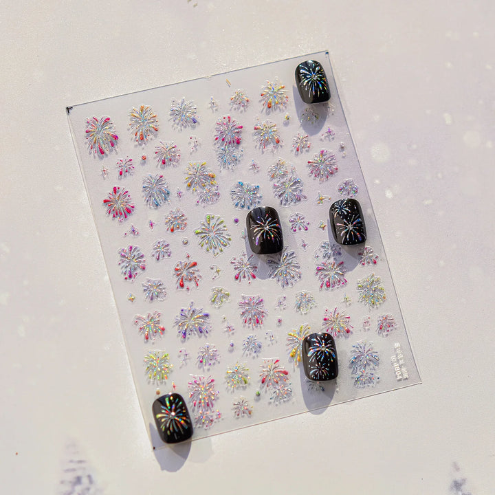 1 piece 5D color crystal star nail stickers high quality love shiny silver hollow smear rainbow flower jelly design nail sticker