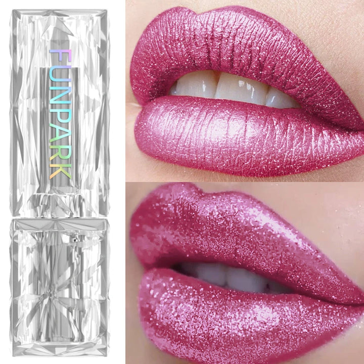 Metallic Glitter Lipstick 3 Color Waterproof Lip Balm Red Long Last Lip Tint Matte Lip Makeup Gifts  Shiny Lip Gloss Cosmetic