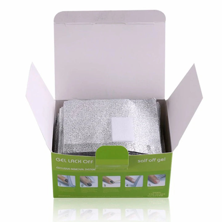 100Pcs/Box Aluminium Foil Quick Gel Polish Remover Pads Nail Art Soak Off Polish Nail Removal Wraps Nail Towel Manicure Tool #T&