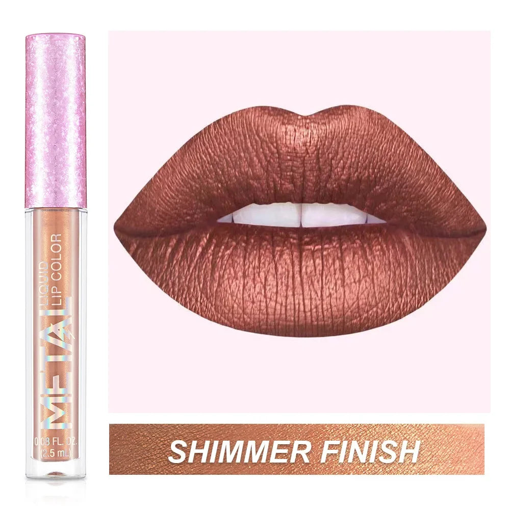 Metallic No-stick Cup Lip Gloss Glitter Matte Moisturizing Waterproof Long Lasting Lip Glaze Liquid Lipstick Lip Makeup Cosmetic