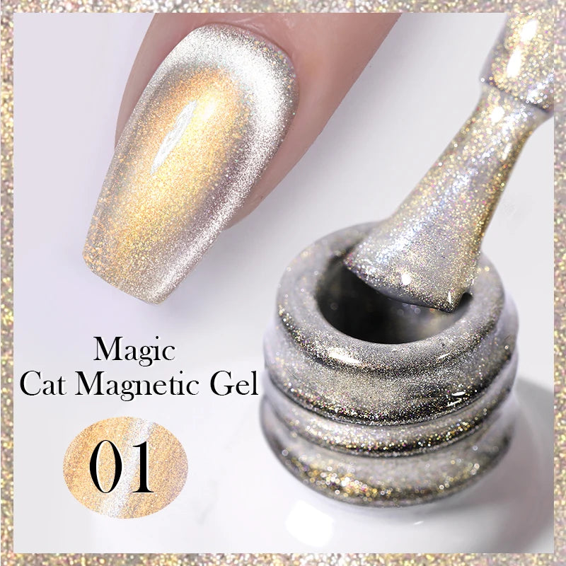 BORN PRETTY Sparkling Glass Bead Cat Magnetic Gel Nail Polish Flash White Spar Red Color Semi Permanent Soak Off UV Gel Varnish