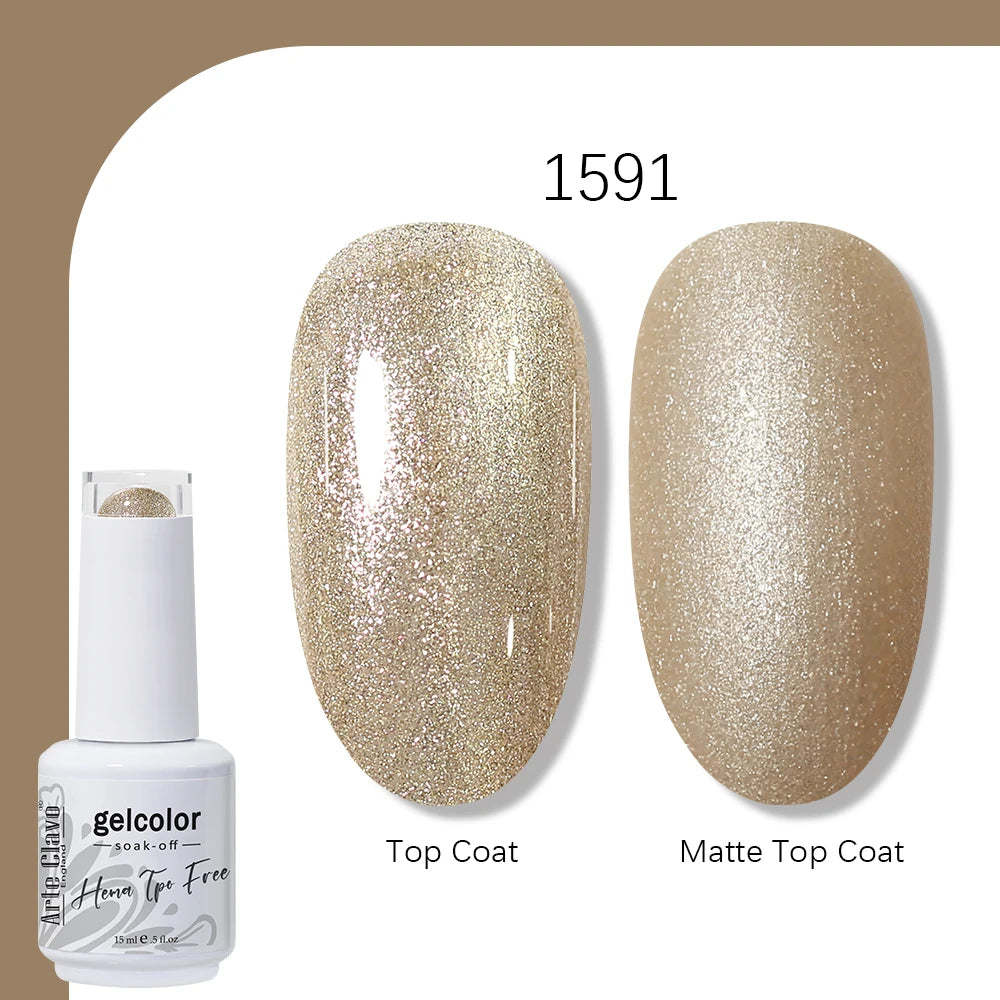 Arte Clavo Solid Color Gel Nail Polish 15ml Soak Off UV LED Gel Semi-Permanent Glitter Polish For Manicure Nail Art Salon Gel