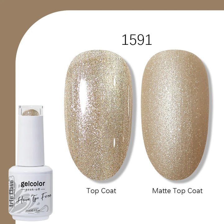 Arte Clavo Solid Color Gel Nail Polish 15ml Soak Off UV LED Gel Semi-Permanent Glitter Polish For Manicure Nail Art Salon Gel