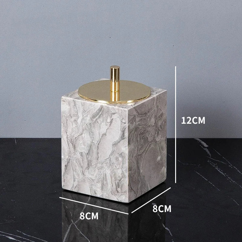 Bathroom Accessories Sets Elegant Natural Marble Liquid Soap Dispenser Toothbrush Holder Cup Soap Dish Cotton Swab Can