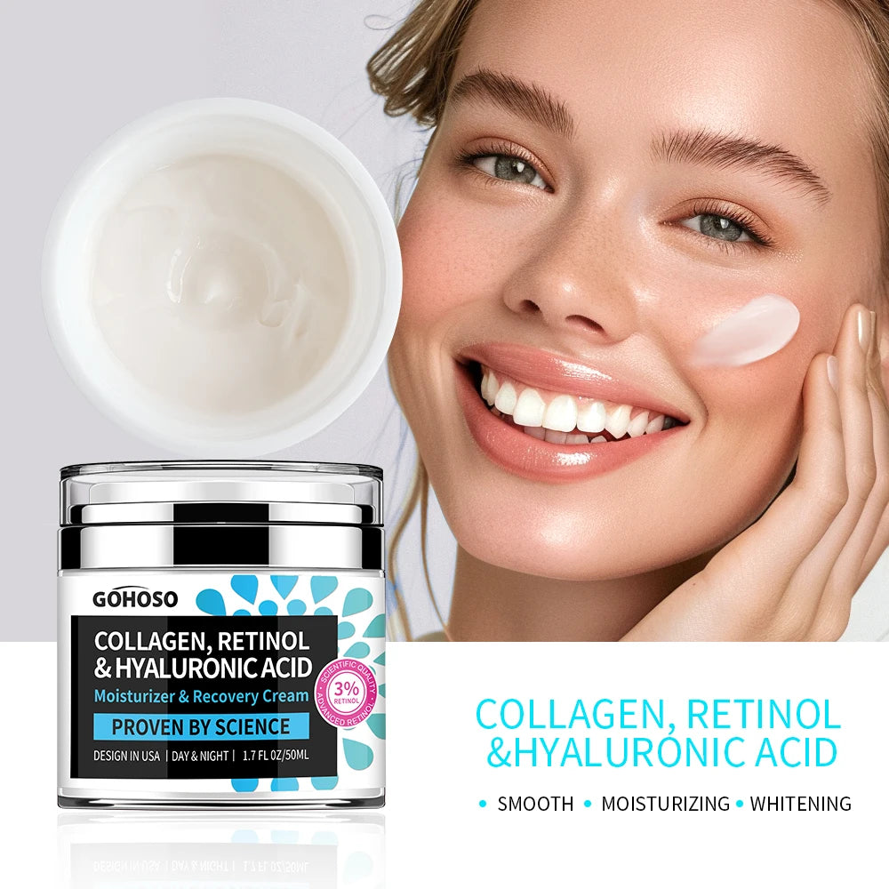 ENVISHA Skin Care Collagen Retinol Hyaluronic Acid Face Cream Firming Whitening Anti-Aging Wrinkle Moisturizing Hydrating